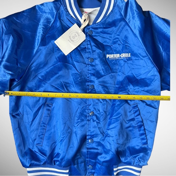 Urban Renewal VTG Hartwell Made USA Blue Nylon Jacket Small Medium Satin Jacket - Picture 9 of 10